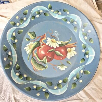 Tole Painted Wood Bowl