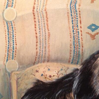 Lithograph Print from Portrait Painting of Two Black  Scottish Terriers Signed Croner'92 (A)