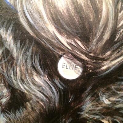 Lithograph Print from Portrait Painting of Two Black  Scottish Terriers Signed Croner'92 (A)