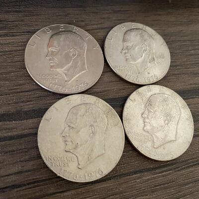 4 Eisenhower Bicentennial One Dollar Coins United States Currency 1776 1976 $1 No Mint Mark