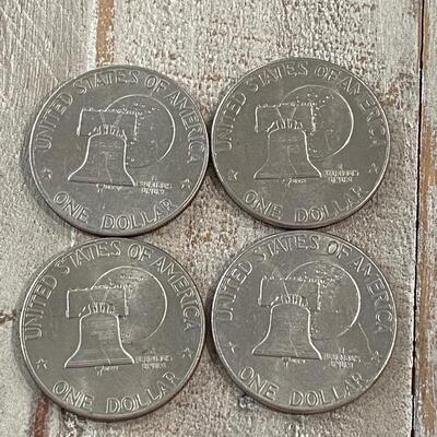 4 Eisenhower Bicentennial One Dollar Coins United States Currency 1776 1976 $1 No Mint Mark