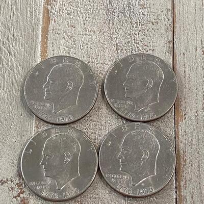 4 Eisenhower Bicentennial One Dollar Coins United States Currency 1776 1976 $1 No Mint Mark