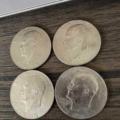 4 Eisenhower Bicentennial One Dollar Coins United States Currency 1776 1976 $1 No Mint Mark