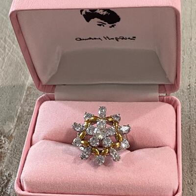 Camrose & Kross Audrey Hepburn Collection Gold & Silver Tone Crystal CZ Cocktail Ring