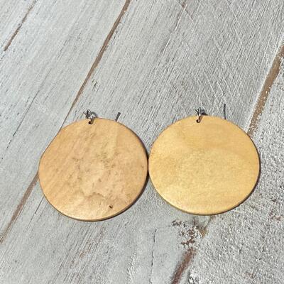Pair of Lightweight Red & Black Painted Stained Wood Disc Earrings