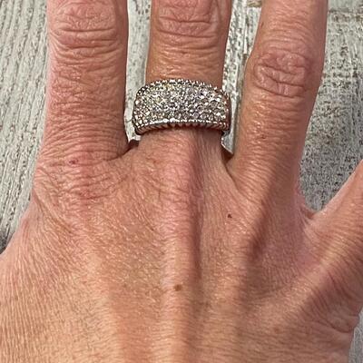 Pair of Silver Tone Rhinestone CZ Fashion Cocktail Rings