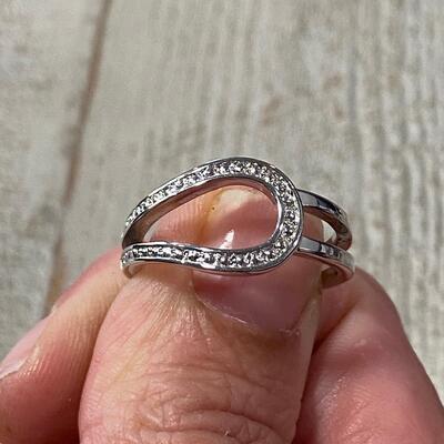 Pair of Silver Tone Rhinestone CZ Fashion Cocktail Rings