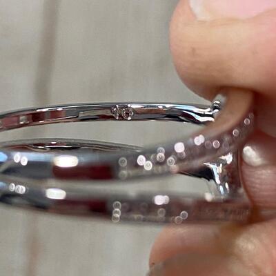 Pair of Silver Tone Rhinestone CZ Fashion Cocktail Rings