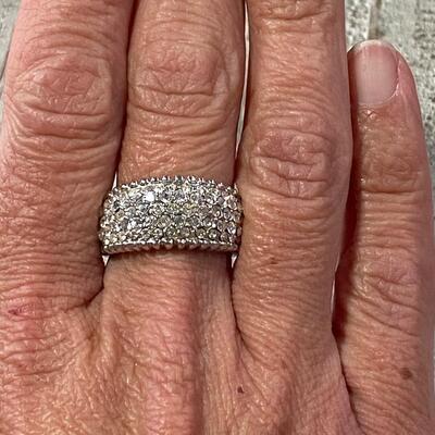 Pair of Silver Tone Rhinestone CZ Fashion Cocktail Rings