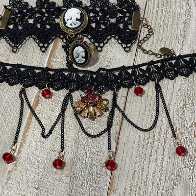 Black Lace Gothic Novelty Costume Choker Bracelet Ring