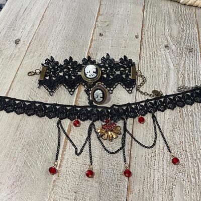 Black Lace Gothic Novelty Costume Choker Bracelet Ring
