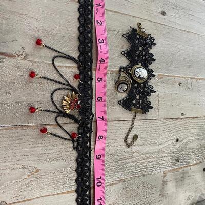 Black Lace Gothic Novelty Costume Choker Bracelet Ring