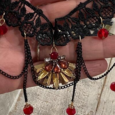 Black Lace Gothic Novelty Costume Choker Bracelet Ring