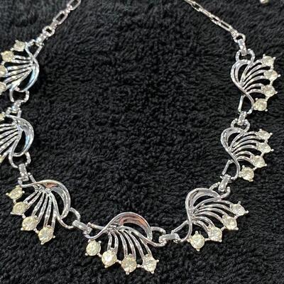 Vintage Silver Tone Rhinestone Choker Style Adjustable Necklace