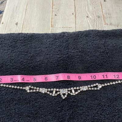 Vintage Rhinestone Dainty Choker & Clip Style Earrings Set
