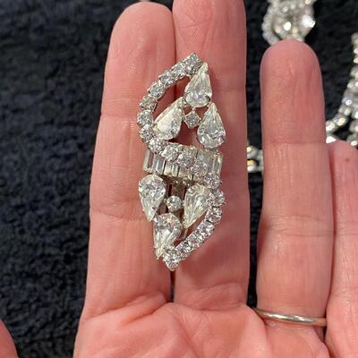 Vintage Rhinestone Dainty Choker & Clip Style Earrings Set