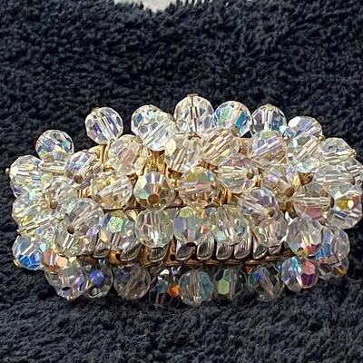 Vintage Crystal Clear AB Dangling Beaded Stretch Bracelet