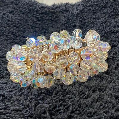 Vintage Crystal Clear AB Dangling Beaded Stretch Bracelet