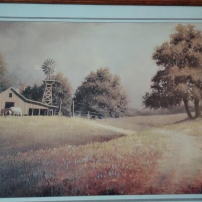 LOT 50 SIGNED FRAMED PICTURE OF BARN SCENE