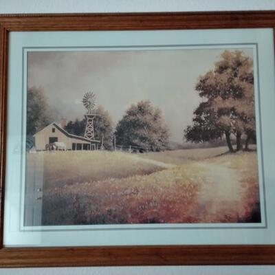 LOT 50 SIGNED FRAMED PICTURE OF BARN SCENE