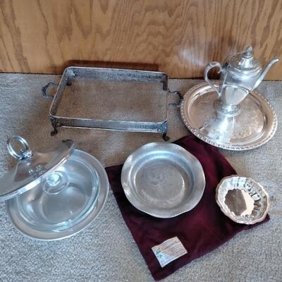 LOT 67 HAMMERED ALUMINUM, SILVER PLATED & MORE