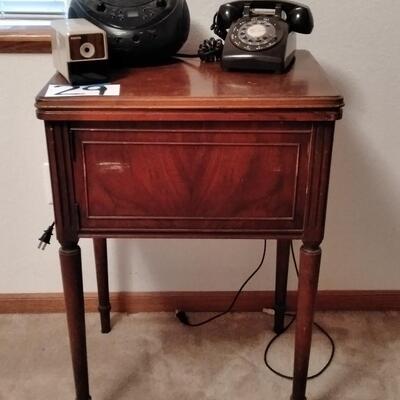 LOT 29 SEWING CABINET, ROTARY TELEPHONE & MORE