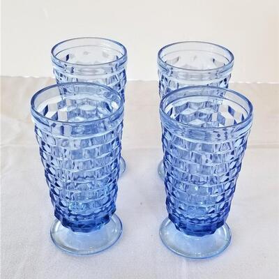 Lot #74  Set of 4 60's/70's Blue drinking glasses