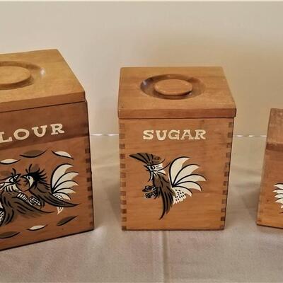 Lot #78  4 piece Vintage Kitchen Canister Set - Roosters