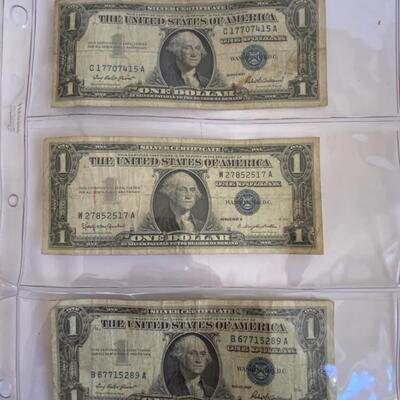 3x 1957 US Single Dollar Bills