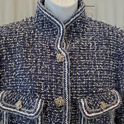 Chanel Navy Fantasy Tweed Layered Pocket Jacket