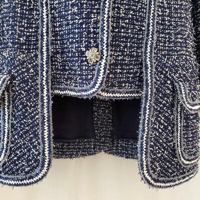 Chanel Navy Fantasy Tweed Layered Pocket Jacket