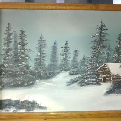 Painting cabin in snowy Mt Pat Reynolds 2001