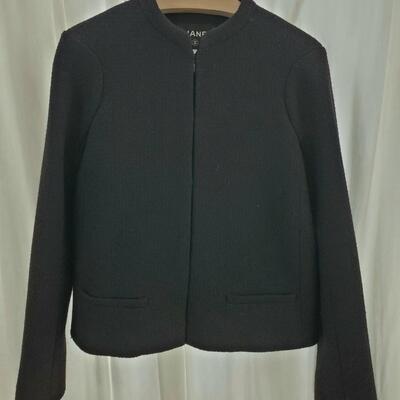 Chanel black wool blend open front black jacket, size 40
