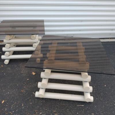 Two glass top tables