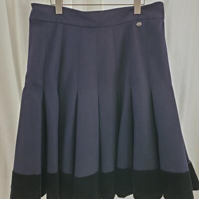Navy Chanel wool and alpaca-blend pleated skirt with flounce hem - 2014 Runway