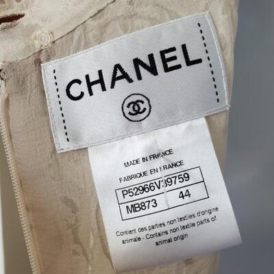 Chanel white patterned lace cut out dress - size 44