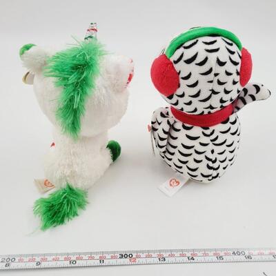 TY CHRISTMAS BEANIE BOOS- UNICORN & OWL