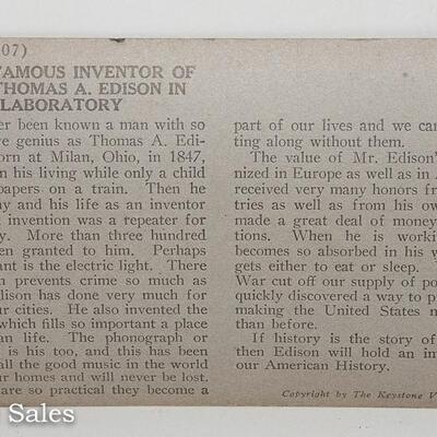 STEREOVIEW - THOMAS EDISON IN HIS LABORATORY