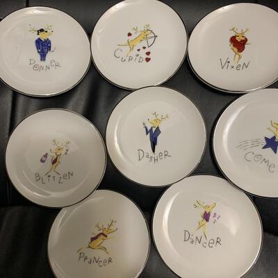 Pottery barn ceramic reindeer coaster tidbit plates