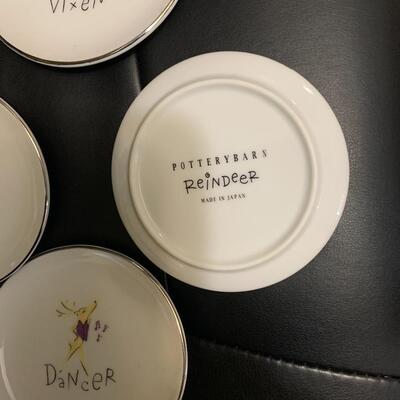 Pottery barn ceramic reindeer coaster tidbit plates