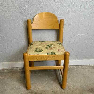 #24 Wooden Chair With Floral Seat