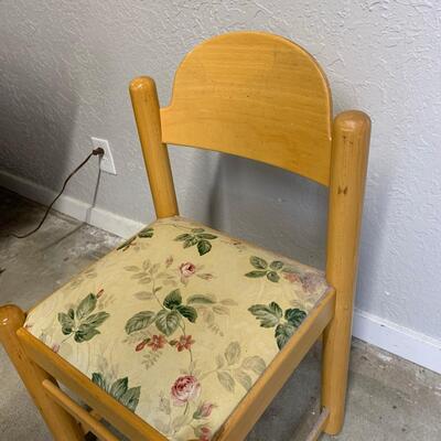 #24 Wooden Chair With Floral Seat