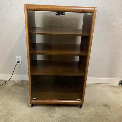 #26 Rolling Media Cabinet With Touch Glass