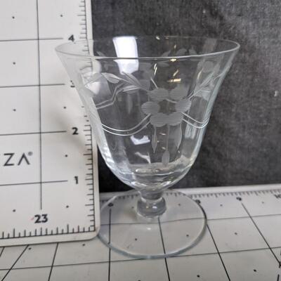 #115 Floral Etched 5pc Glasses