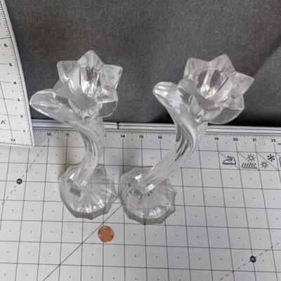 #117 Crystal Glass Candle Holders