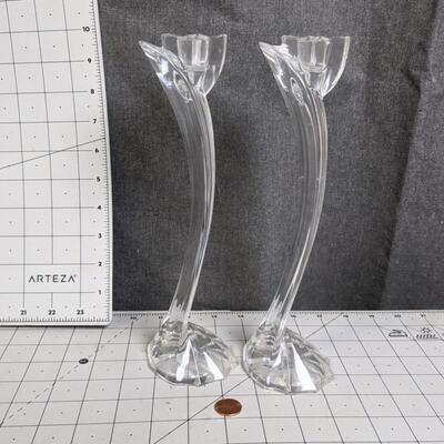 #117 Crystal Glass Candle Holders