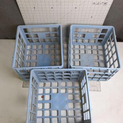 #135 Three Blue Plastic Milk Crates