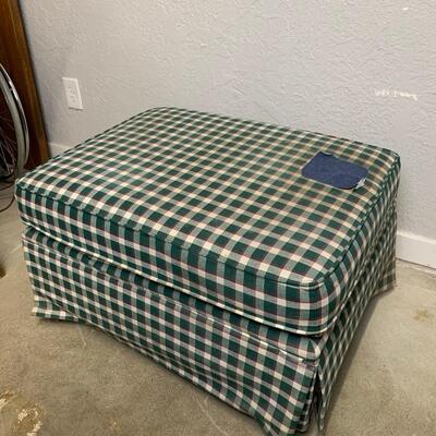 #152 Checkered Cushioned Ottoman with Patch