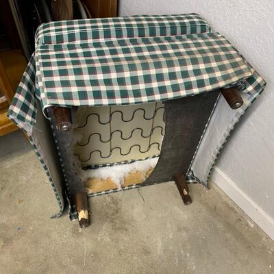 #152 Checkered Cushioned Ottoman with Patch
