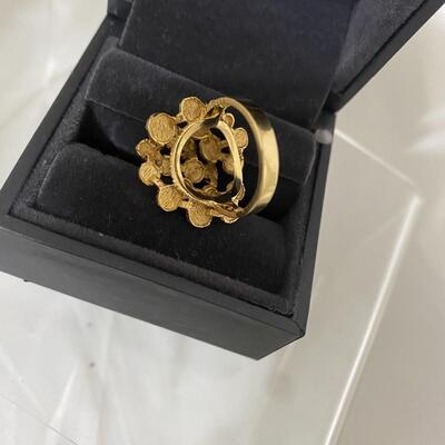 14 Karat Gold Modernist Dimensional Cocktail Ring Size  5.5